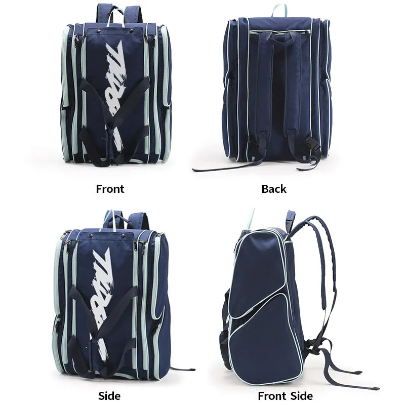 Mochila grande para palas de pádel y pickleball — Impermeable con compartimento separado para zapatillas