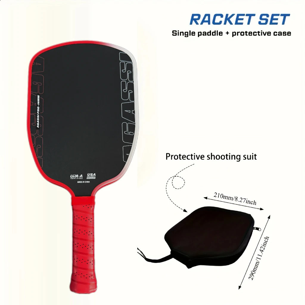 Pala de pickleball Agassi Pro IV de 16 mm, núcleo de espuma TFP GEN 4, raquetas de pickleball de fibra de carbono T700 que aumentan el efecto y el control