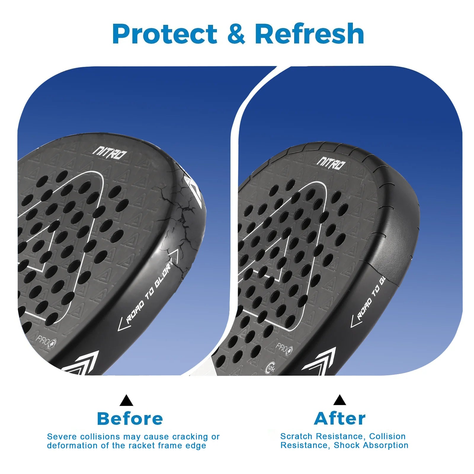 Bande de protection de bord de raquette de padel AMA SPORT — Transparente, durable et facile à remplacer